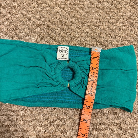 Blanco By Nature Women’s Size Medium Emerald Green Ruched Back Bandeau Crop Top - Picture 6 of 6